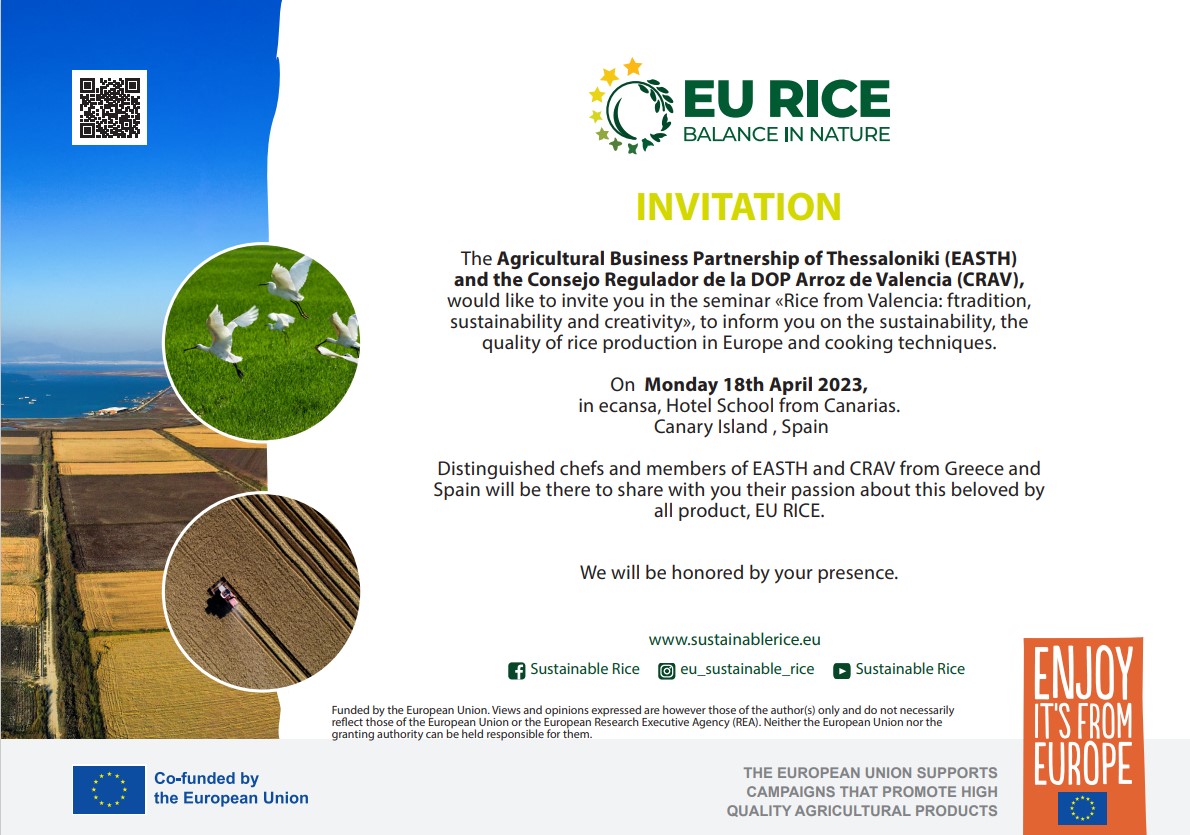 Invitation Masterclass, Hecansa, April 18, 2023 - Sustainable rice